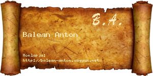 Balean Anton névjegykártya
